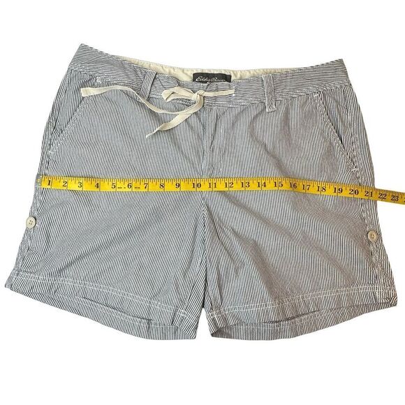 EDDIE BAUER Blue & White Pinstripe Cotton Shorts Size 12 - Picture 9 of 15